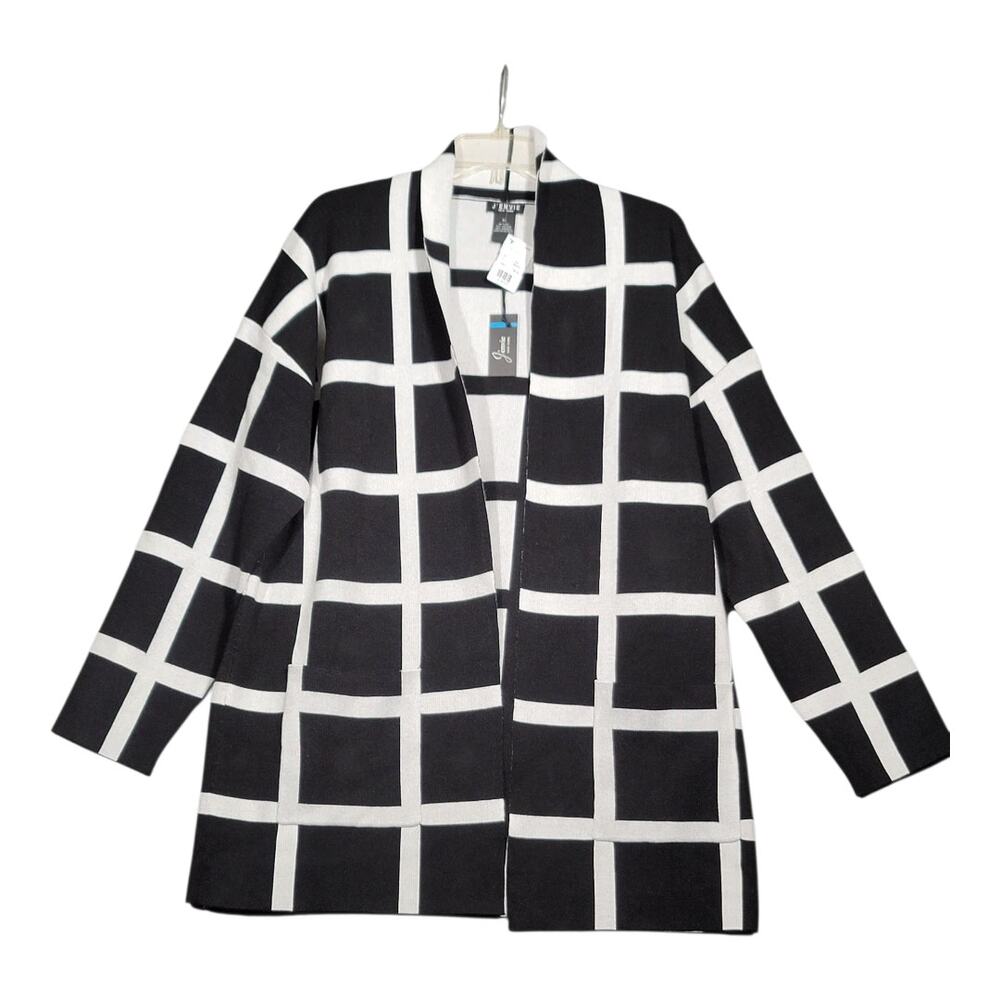 J'envie/Eli NY Reversible Window Pane Black‎ White Cardigan Women's Size XL NWT